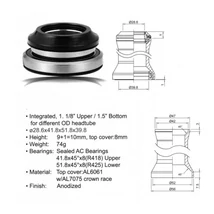 AUTHOR Kormánycsapágy ACO-HS40 A-HEAD INTEGRÁLT ALU. (1 1/8&quot; / d:41,8mm/51,8/39,8mm), FEKETE