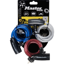 Masterlock Lakat 8127 Spirál Kulcsos 180cmx8mm 3db piros-átlát-kék/ 1kulcs