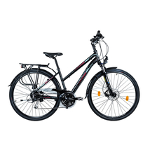 Neuzer Firenze 200 disc női Trekking Kerékpár fekete/ szürke-türkiz matt elemes világítással