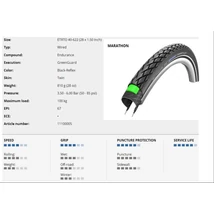 Schwalbe KÜLSŐ 622-40 (28x1.50) MARATHON PERF HS420 GREEN EC REF TW 810g