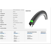 Schwalbe Külső 635-40 (28X1 1/2) Marathon Perf Hs420 Green Ec Ref Tw 830G