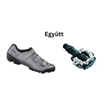 Shimano Cipő Mtb Xc100 Férfi Ezüst + Pedál Spd Pdm520 Fekete Stoplival