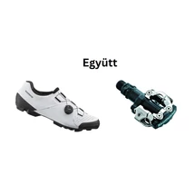 Shimano Cipő Mtb Xc300 Férfi Fehér + Pedál Spd Pdm520 Fekete Stoplival
