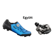 Shimano Cipő Mtb Xc502 Férfi Kék + Pedál Spd Pdm540 Fekete Stoplival
