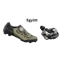 Shimano Cipő Mtb Xc502 Férfi Mohazöld + Pedál Spd Pdm540 Fekete Stoplival