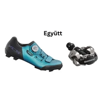 Shimano Cipő Mtb Xc502 Női Tengerzöld + Pedál Spd Pdm540 Fekete Stoplival