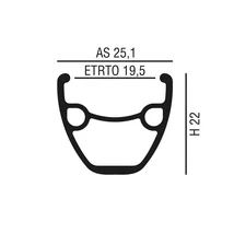 VeloGo Abroncs 26" (559) 36H alu df. fekete P.DISK szege.