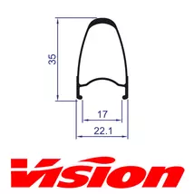 Vision TriMax Carbon front rim, 16 holes 