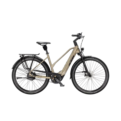 KTM Macina City 810 Belt 2025 női E-bike Olive Pearl Matt (Blk+Orange)