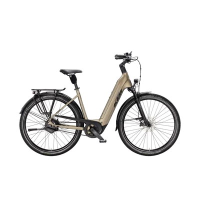KTM Macina City 810 Belt 2025 unisex E-bike Olive Pearl Matt (Blk+Orange)