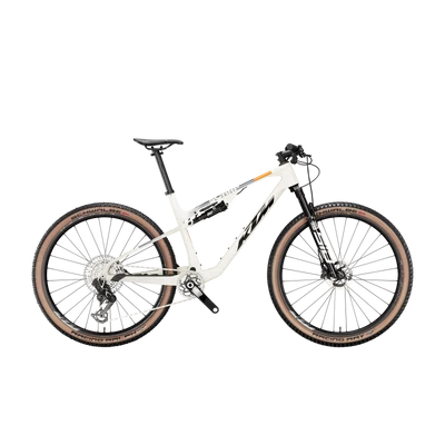 KTM Scarp Prime 2025 férfi Fully Mountain Bike Opal White (Black+Orange)