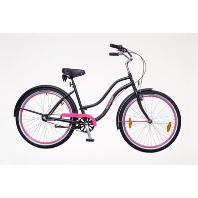 Neuzer Miami női Cruiser Kerékpár matt fekete-magenta
