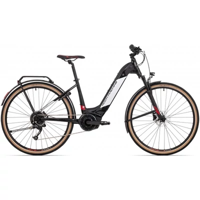 Rock Machine Crossride INT e400B Touring 2021 női E-bike fényes fekete/ezüst/piros