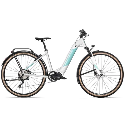 Rock Machine Crossride INT e400 Lady Touring Unisex E-bike /Gloss White/Mint/29x17.0" (M)