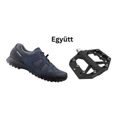 Shimano Cipő Túra Et300 Férfi Tengerészkék + Pedál Platform Pd-Gr400 Fekete