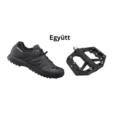 Shimano Cipő Túra Et500 Férfi Fekete + Pedál Platform Pd-Gr400 Fekete