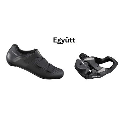Shimano Cipő Országúti Rc100 Férfi Fekete + Pedál Spd-Sl Pdrs500 Stoplival