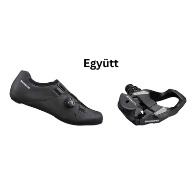 Shimano Cipő Országúti Rc300 Férfi Fekete + Pedál Spd-Sl Pdrs500 Stoplival