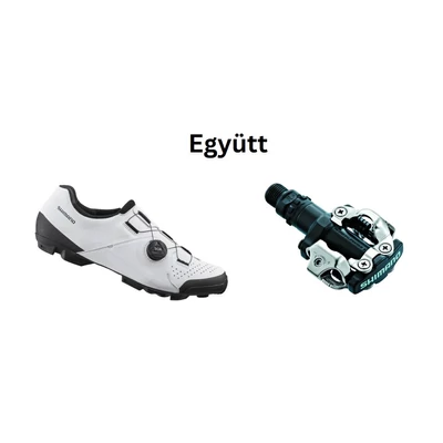 Shimano Cipő Mtb Xc300 Férfi Fehér + Pedál Spd Pdm520 Fekete Stoplival