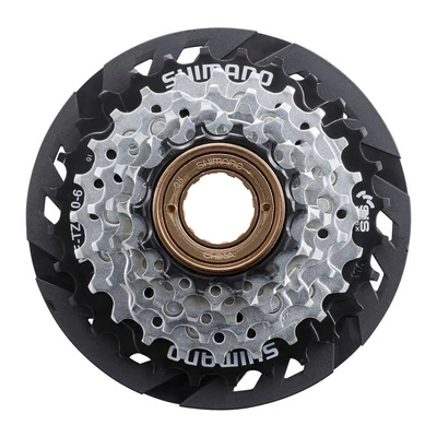 Shimano Fogaskoszorú Menetes 6-os 14-28F MFTZ5106 Ezüst / Fek. +Küllővédő Tárcsa