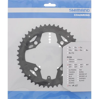 Shimano Lánckerék 44F Fcm391 Acera 9-Seb Fekete (Láncédő Furattal )